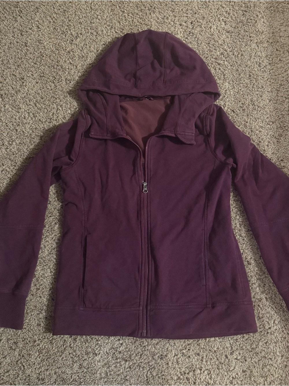 Women’s Zip-Up Hoodie Jacket - Deep Plum - Picture 2 of 5